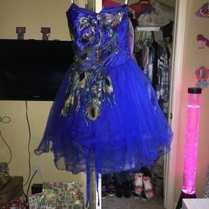 Royal blue short prom dress